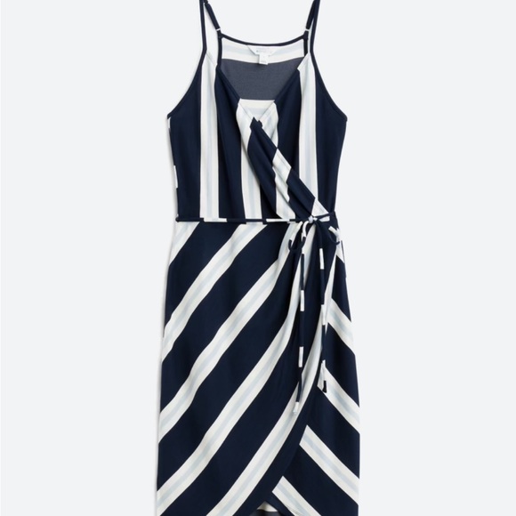 Small 41 Hawthorn Blue and White Striped Dress with Tie - Picture 4 of 9